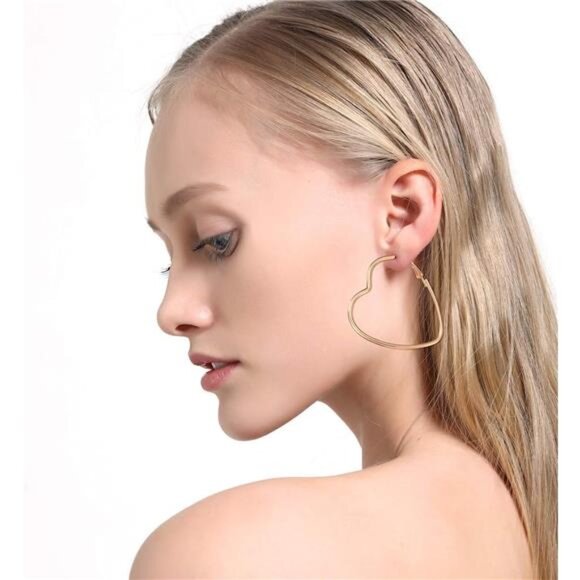 10 Pairs Big Hoop Earrings Set for Women Gold Plated Rose Gold Plated Silver - Picture 6 of 7